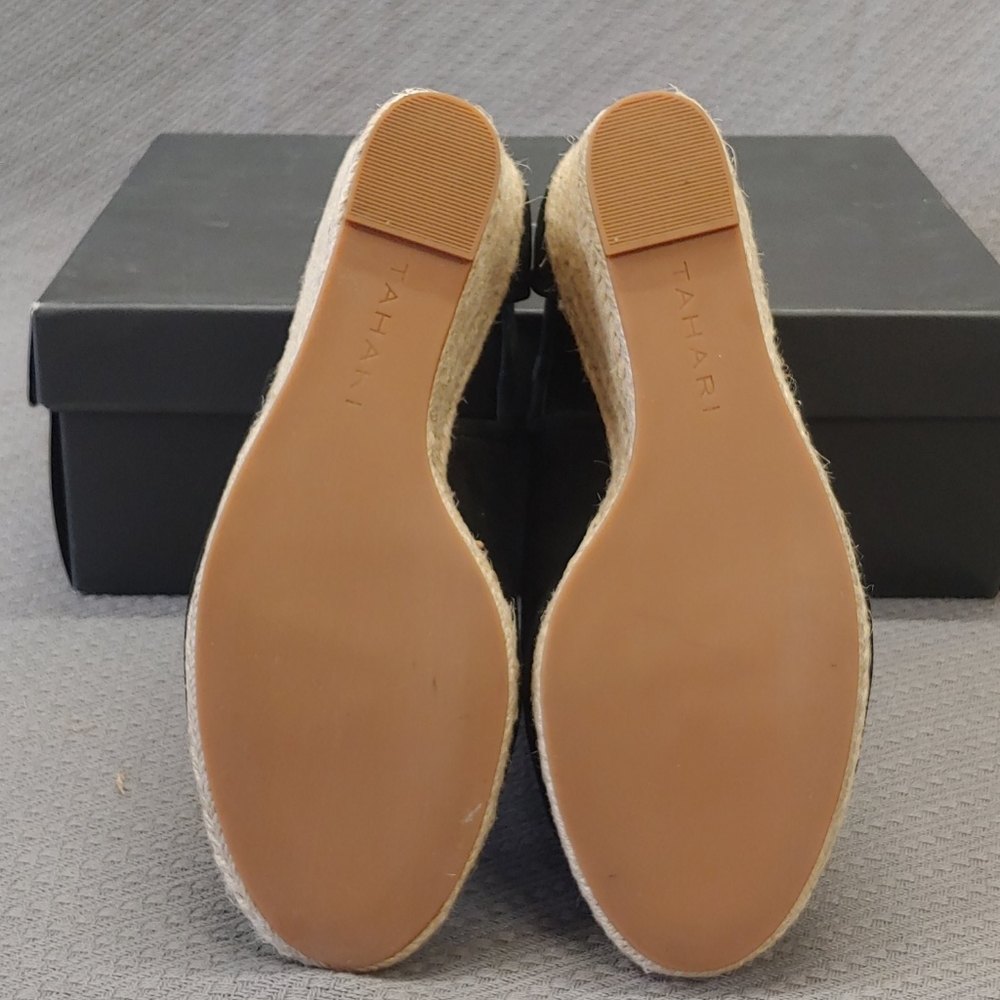 Tahari Jamie Lee Espadrille Wedge Sandal Black-6 - Picture 5 of 14